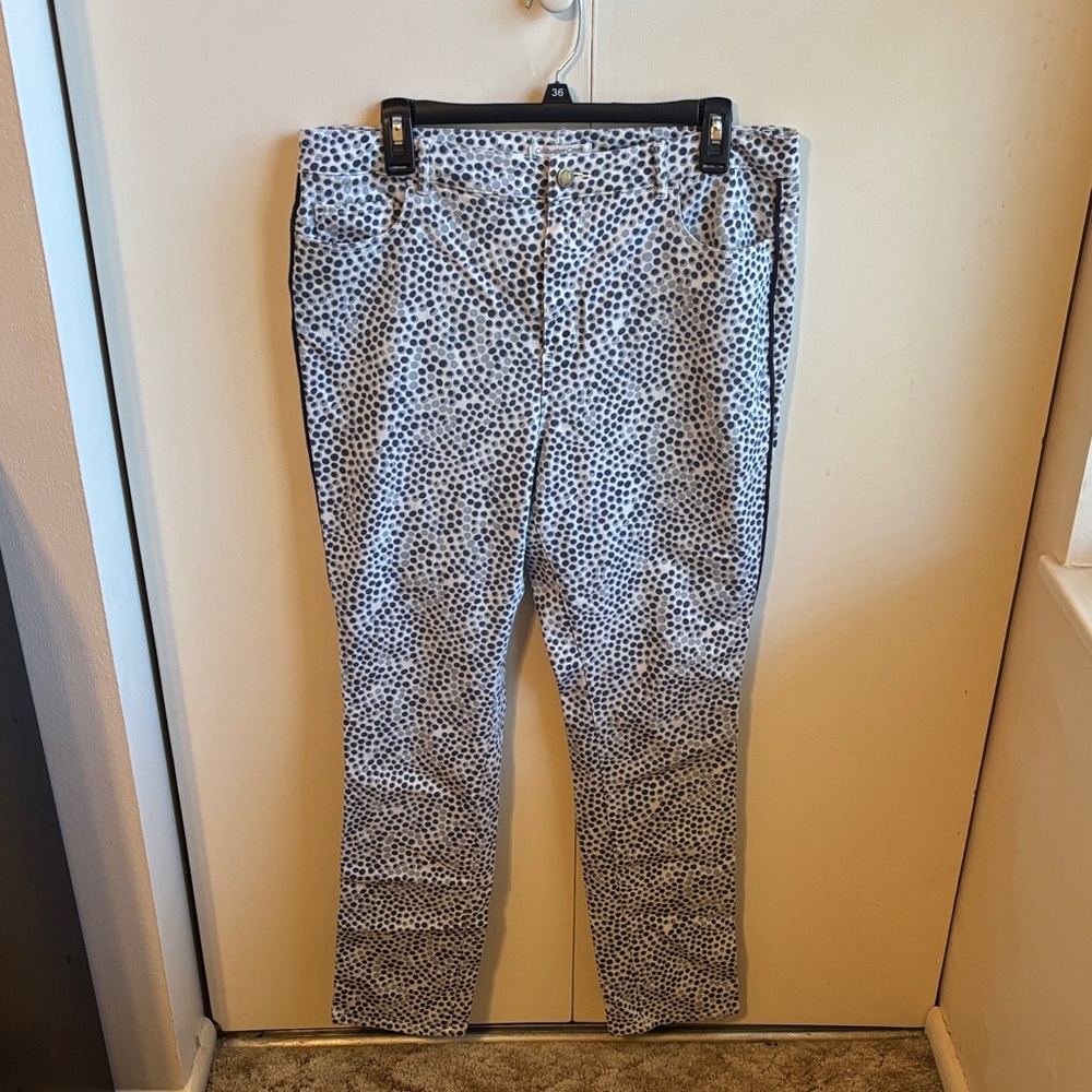 Coldwater Creek Women’s 14 Classic Fit Blue Polka Dot Skinny Jeans